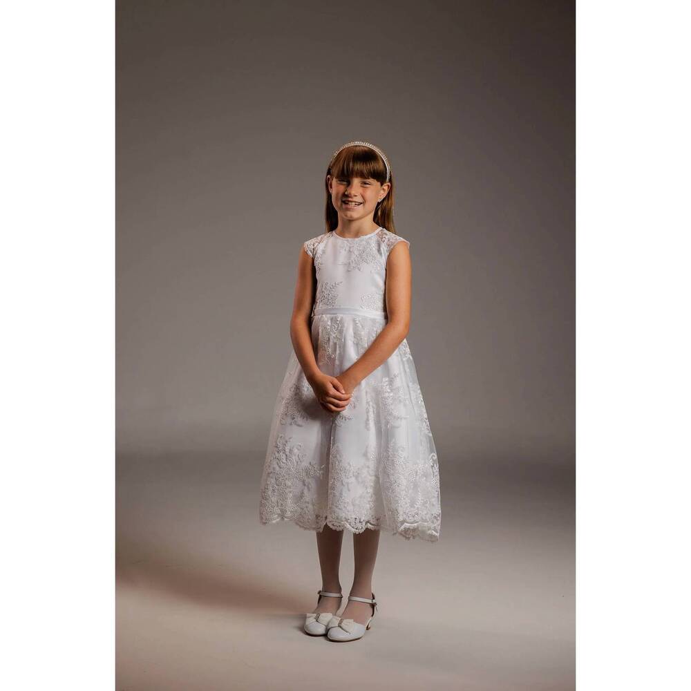NEW PETITE ADELE christi lace dress in white